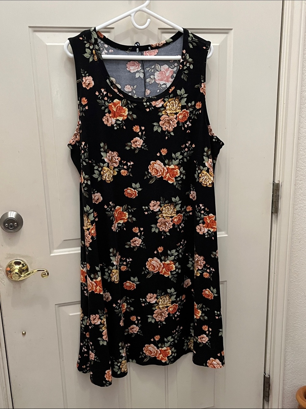 Black Floral Sleeveless A-Line Dress